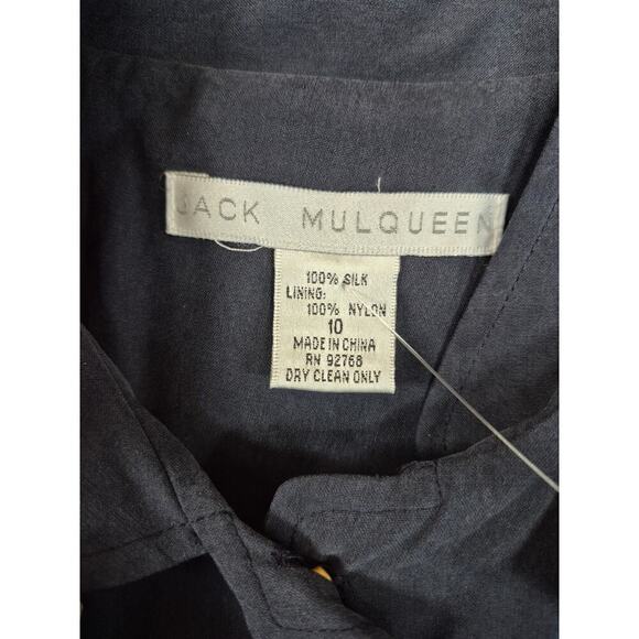 NWT Jack Mulqueen 90s 100% Sueded Silk muted Navy  Shirt dress/belt  Sz S/M  10 - Picture 5 of 8